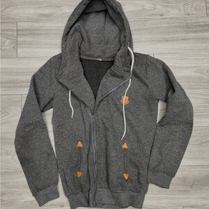 Gray Zip-Up Hoodie with Hood